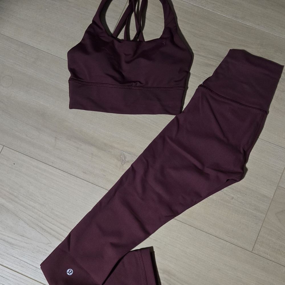 Lululemon Athletica Dark Red Wunder Train Tights